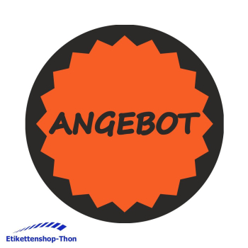 Aktionsetiketten - Durchmesser 30 mm - ANGEBOT (mit Rand) - 1000 Stück - Leuchtrot